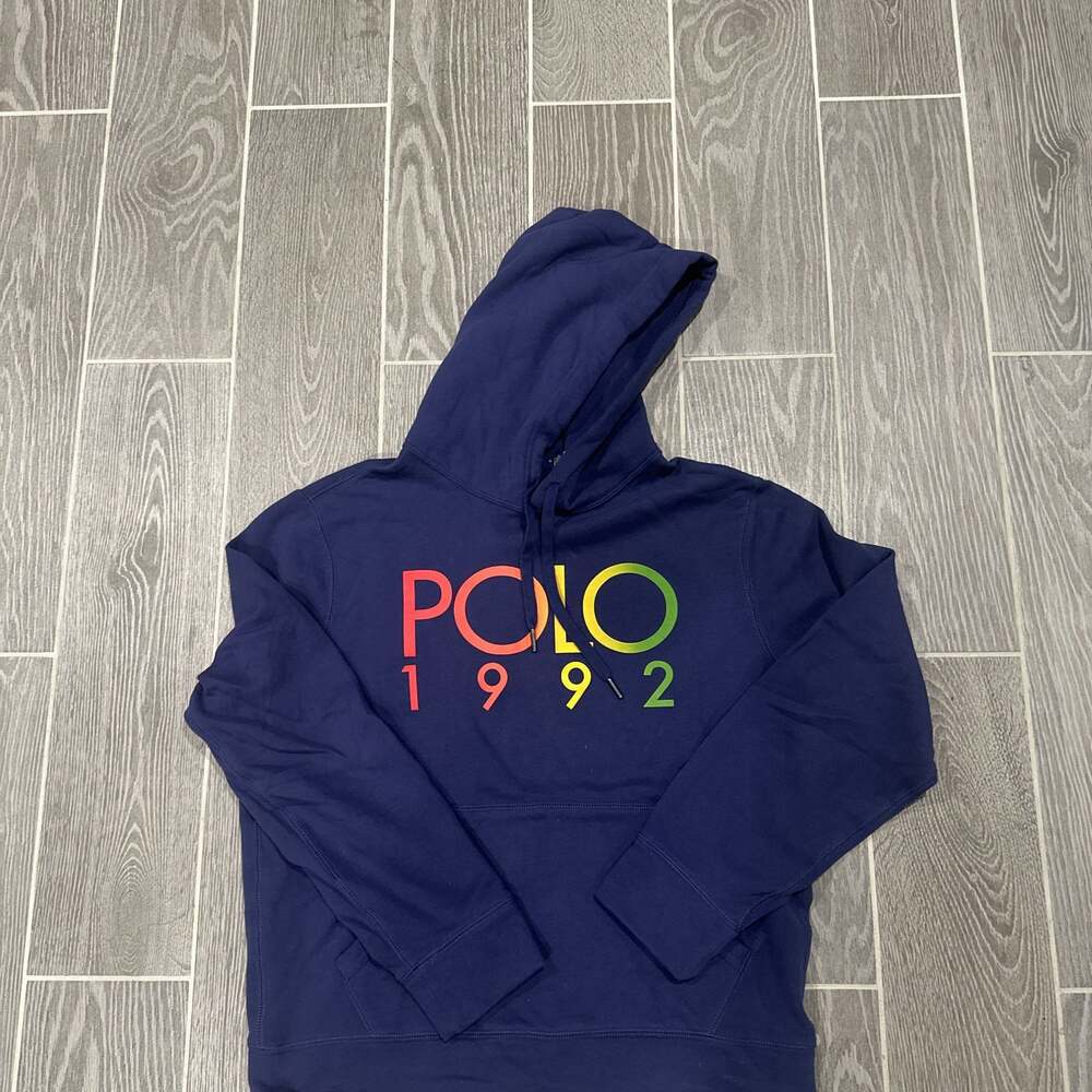 Polo Ralph Lauren 1992 Spell Out Fleece Hoodie Navy Blue